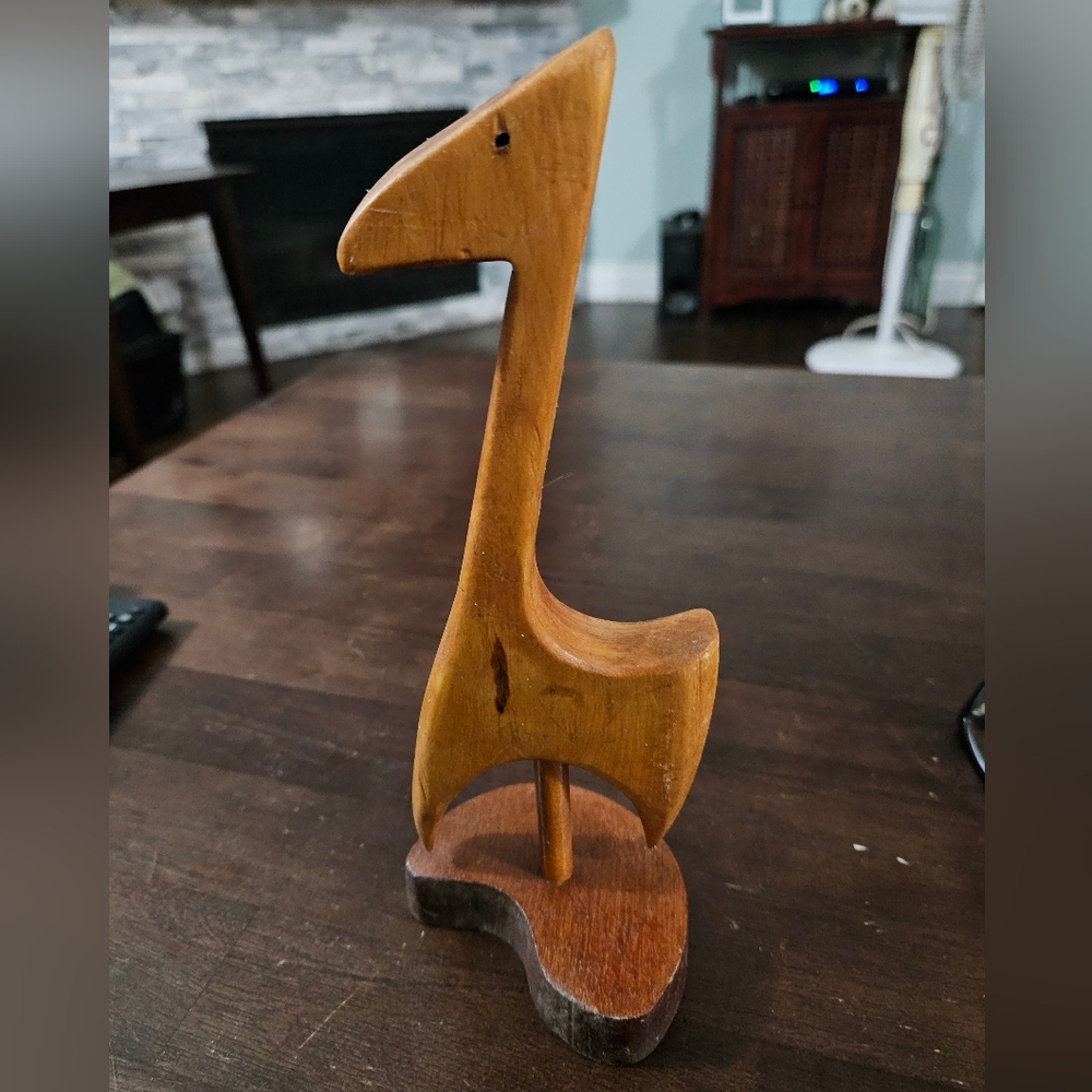 Vintage Antique 1960s Mid Century Handcrafted Wooden Giraffe Alpaca Sculpture